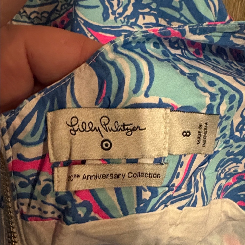 Lilly Pulitzer  My Fans Sleeveless Split Neck Shift Mini Dress 8 New with tags - Picture 8 of 10